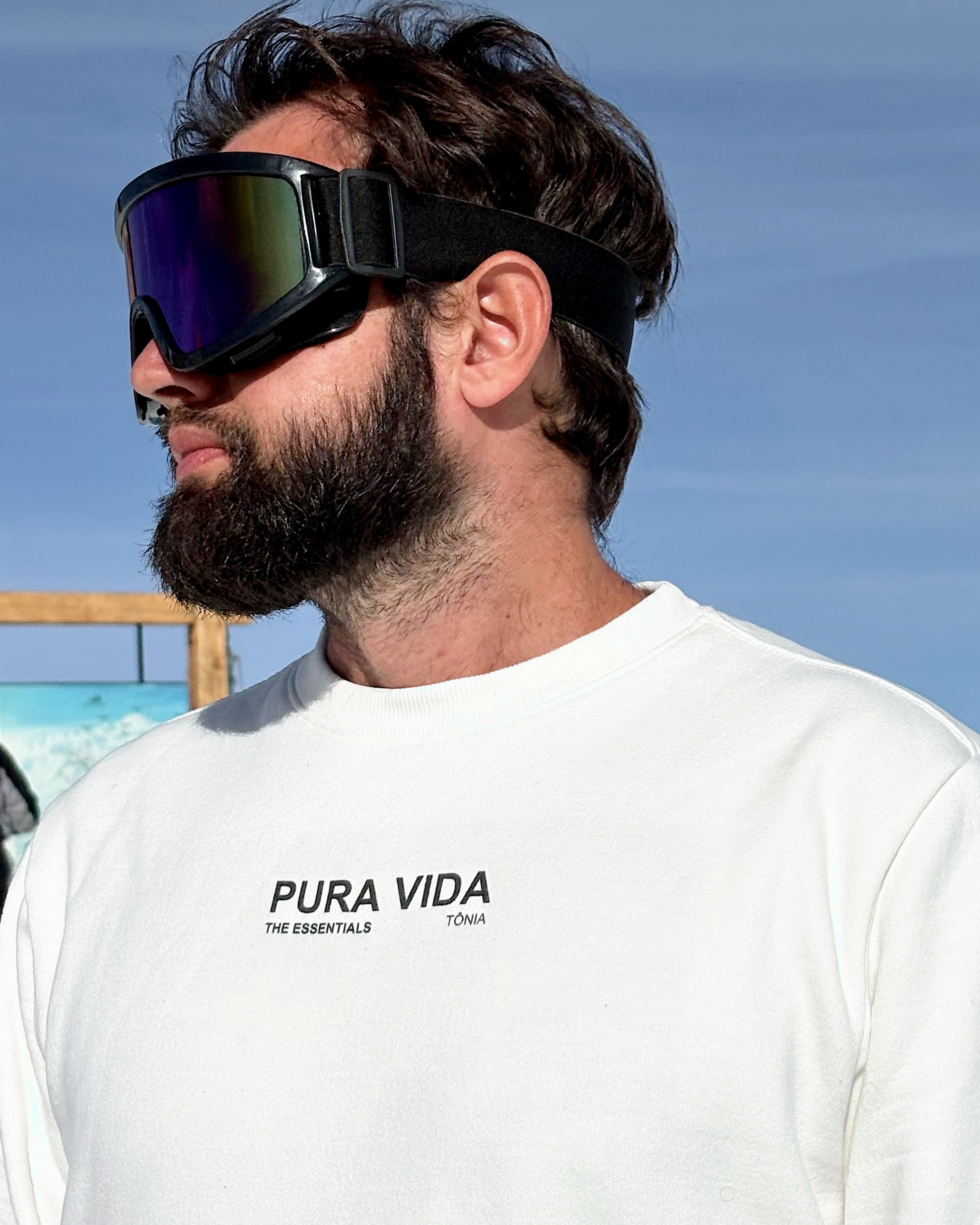 Casaco Moletom - Off White / Preto -  Pura Vida